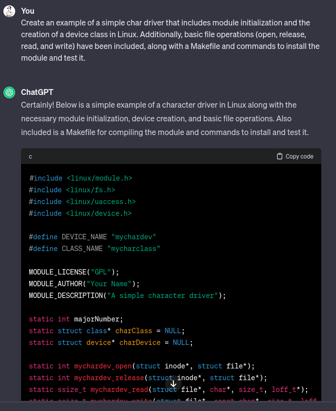 linux drivers chatgpt